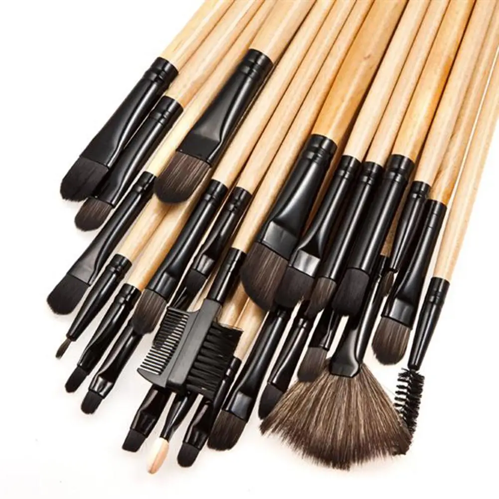 

32pcs Nylon Wool Bristle Wooden Handle Pro Cosmetic Makeup Brushes Set