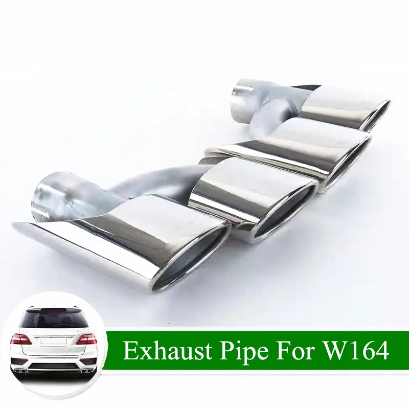 

Pair W164 Exhaust Double Pipe For BENZ AMG Style ML350 ML500 Silver Stainless Steel Muffler Car Rear Exhausts System