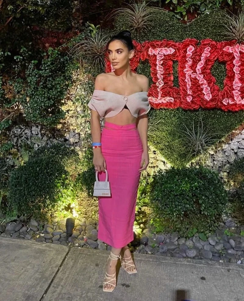 

Withered Ins Fashion Blogger Vintage High Street Fashion Sexy Hollow Out Short Jacket Women Tops Midi Skirt Women Faldas Sets