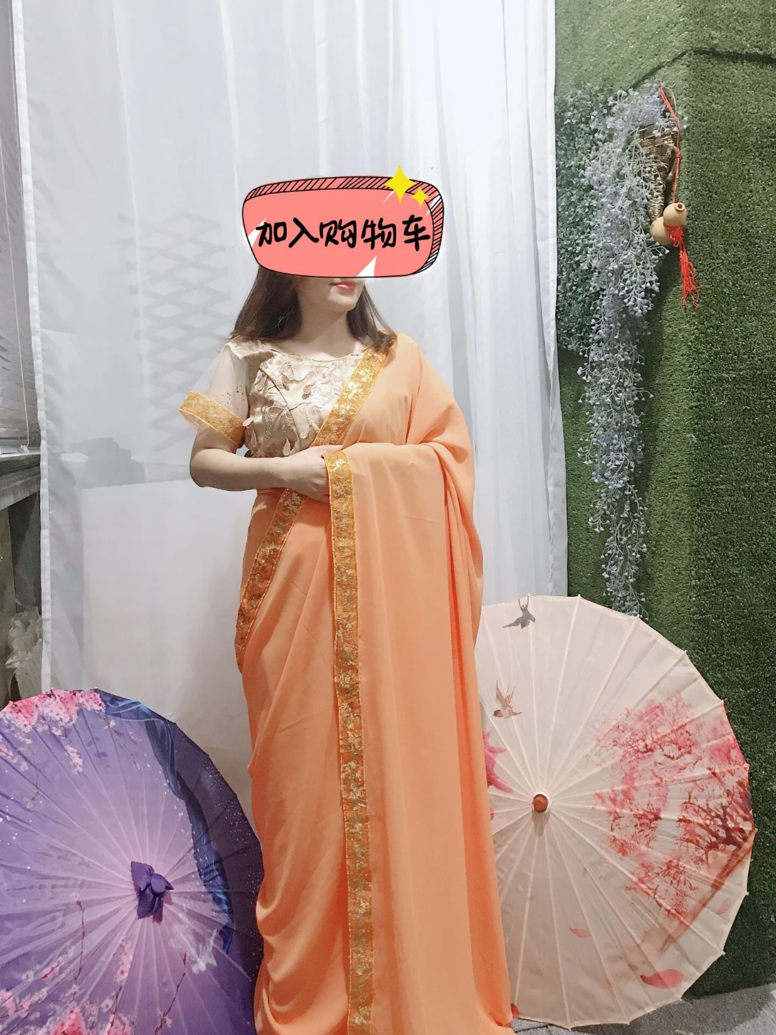 Индийская вышитая хлопковая Жоржетта Салли непальская индийская одежда золотая