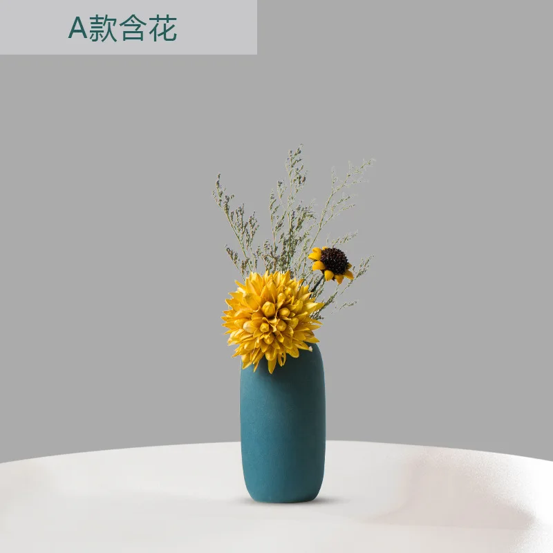 

Nordic Style Simple Yellow Black Ceramic Vase For Living Room TV Cabinet Bedroom Hallway Flower pot Home Modern Decorative Vase