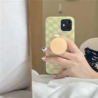 yellow green checkerboard lattice bracket for iphone 1211pro max phone case for 8plusxr bring support soft case anti fall