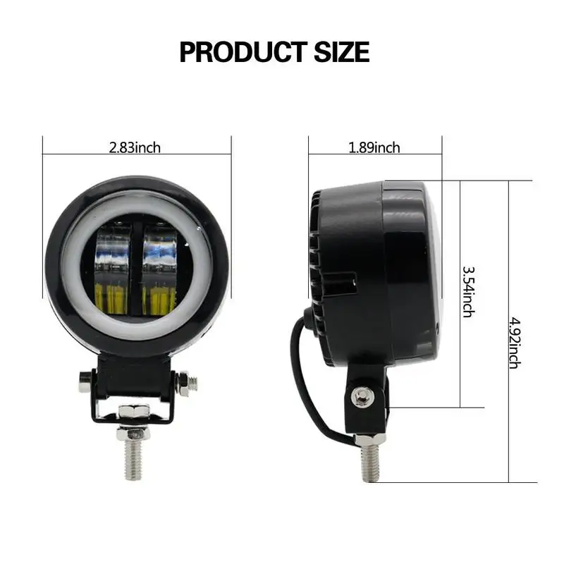 

20W 6500K Motorcycle LED Angel Eye Aperture Headlight 12V 24V Driving Fog Lamp for Car Truck Work Light Round Square Can Choose
