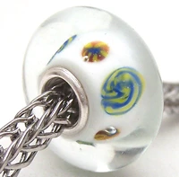 pjg3227 100 s925 sterling silver beads murano glass beads fit european charms bracelet charms diy jewelry lampwork glassbeads