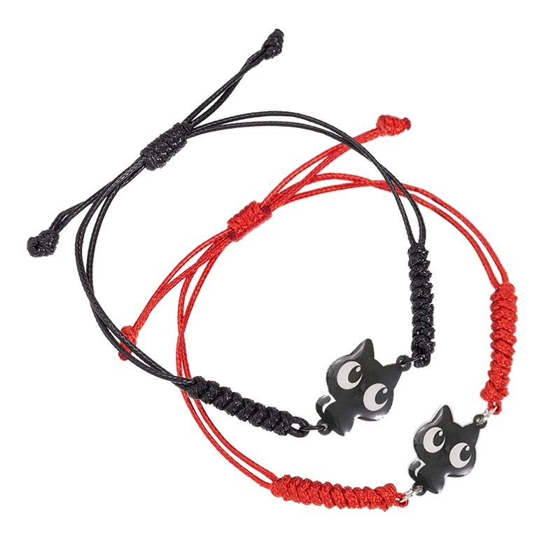 2022 Kawaii Chubby Corgi черный и красный тканый регулируемый браслет веревочная цепочка