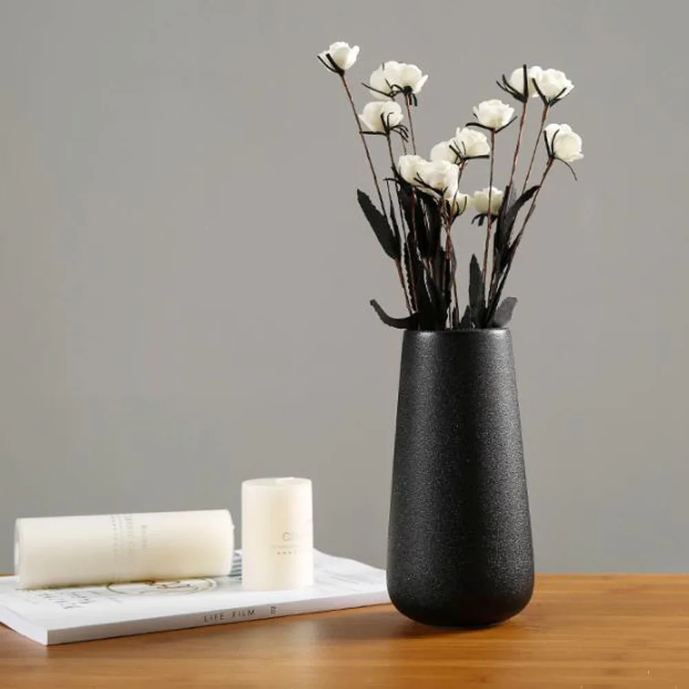 Современная простая керамическая ваза черного цвета ретро контейнер