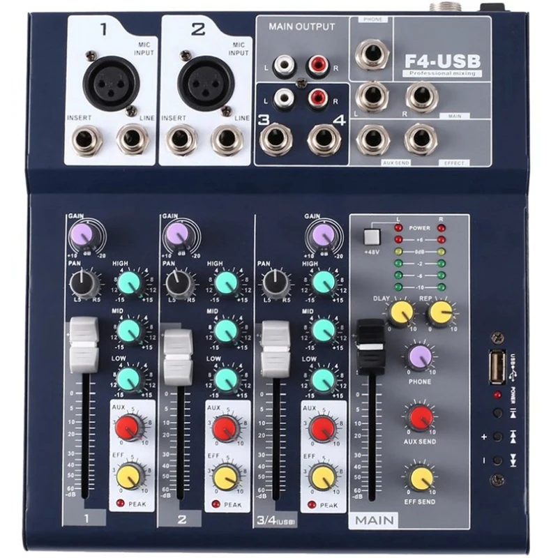 Hot 3C-F-4 4 Channel Professional Live Mixing Studio Audio Sound Console Network Anchor Portable Device Vocal Effect Proc | Электроника