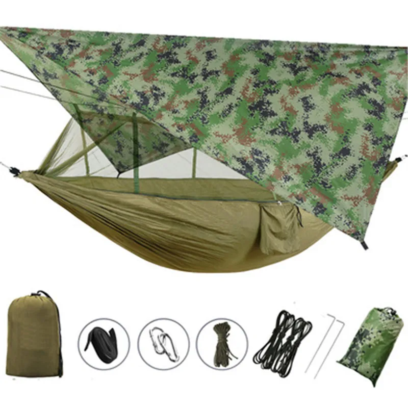 

Outdoor Portable Hammock with Mosquito Net and Rain Fly Camping Backpacking Bug Hammocks and Netting Parachute Hammock Canopy