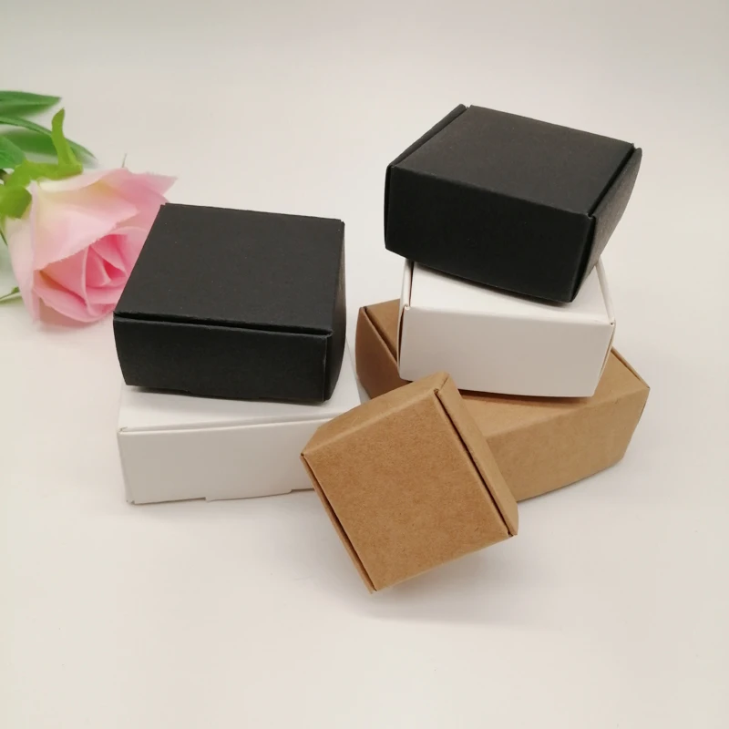 10pcs Black/White/Kraft Paper Box for Packaging Earring Jewlery Box Gift Cardboard Boxes Diy Jewelry Display Storage Packing Box
