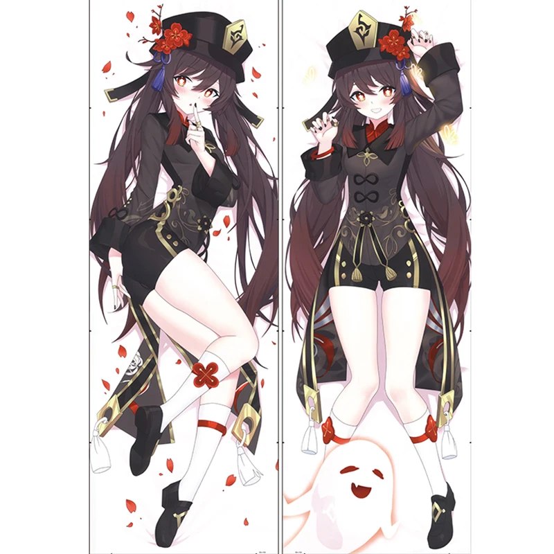 

Kawaii Hu Tao 3D двусторонняя печать обнимающая подушка для тела Чехол Genshin Impact Аниме Косплей Искусственный чехол Обложка подарки
