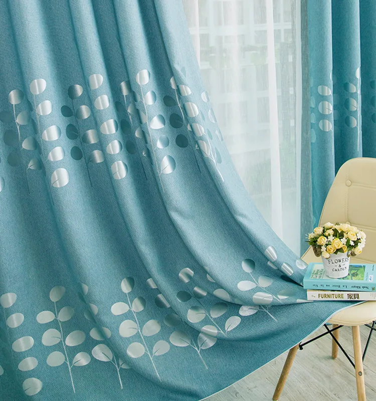 Затемняющие шторы на окна с однотонным принтом Плотные хлопковые и льняные для