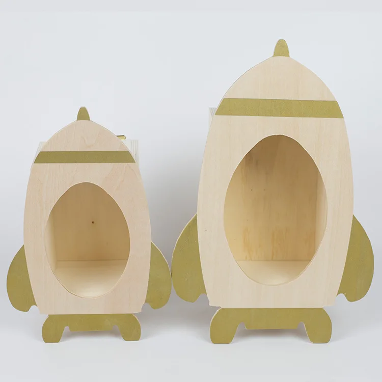 Children Storage Box Ins Solid Wood Rocket Large Decorative House Rack Decoration Ornaments Children's Room Props |