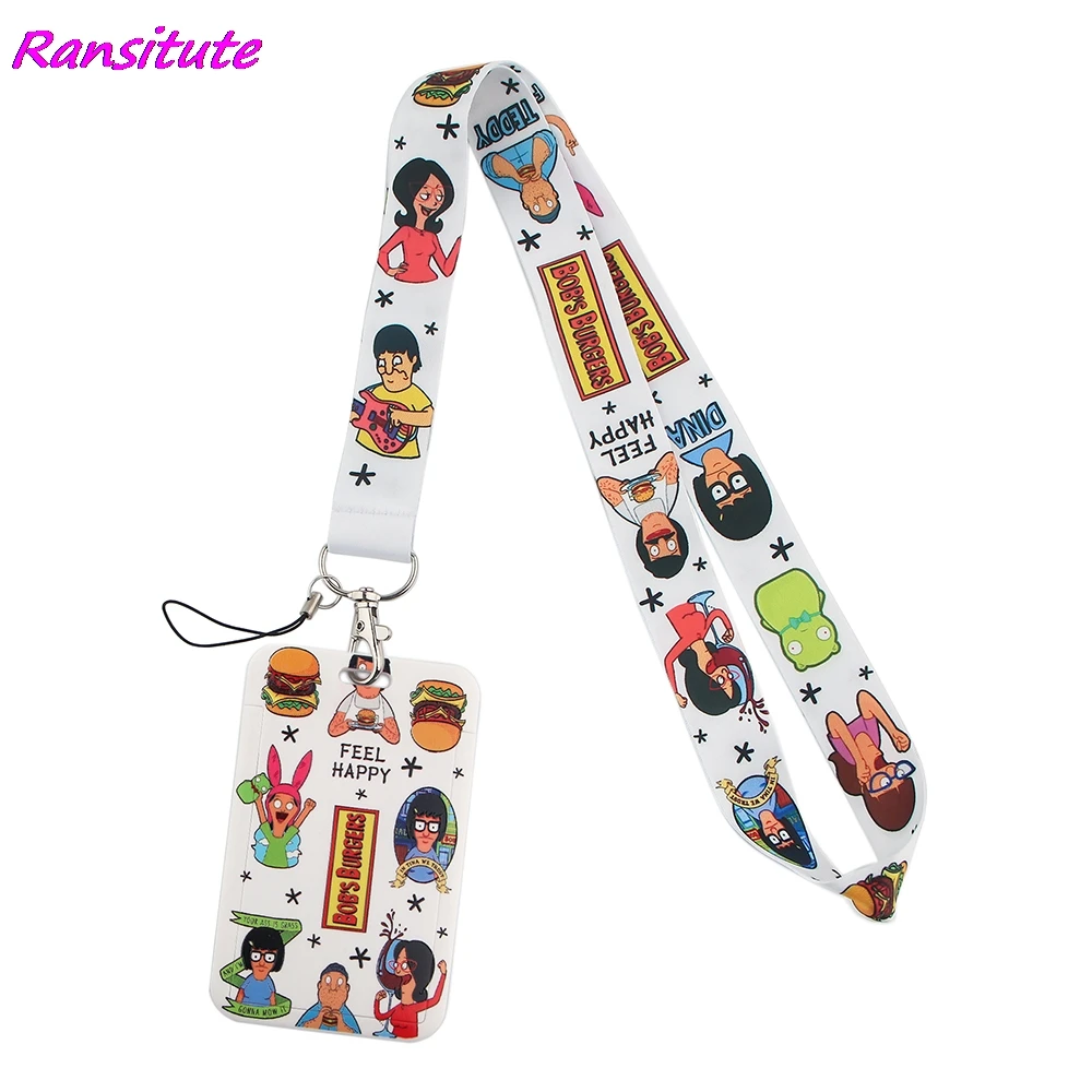 

Ransitute R1762 Burger Shop Funny Lanyard Card ID Holder Car KeyChain ID Card Pass Gym Mobile Phone Badge KeyRing Holder Jewelry