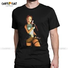 Мужская Винтажная Футболка Tomb Raider Lara Croft Adventer, футболка из 100% хлопка с круглым вырезом и коротким рукавом, уникальная одежда