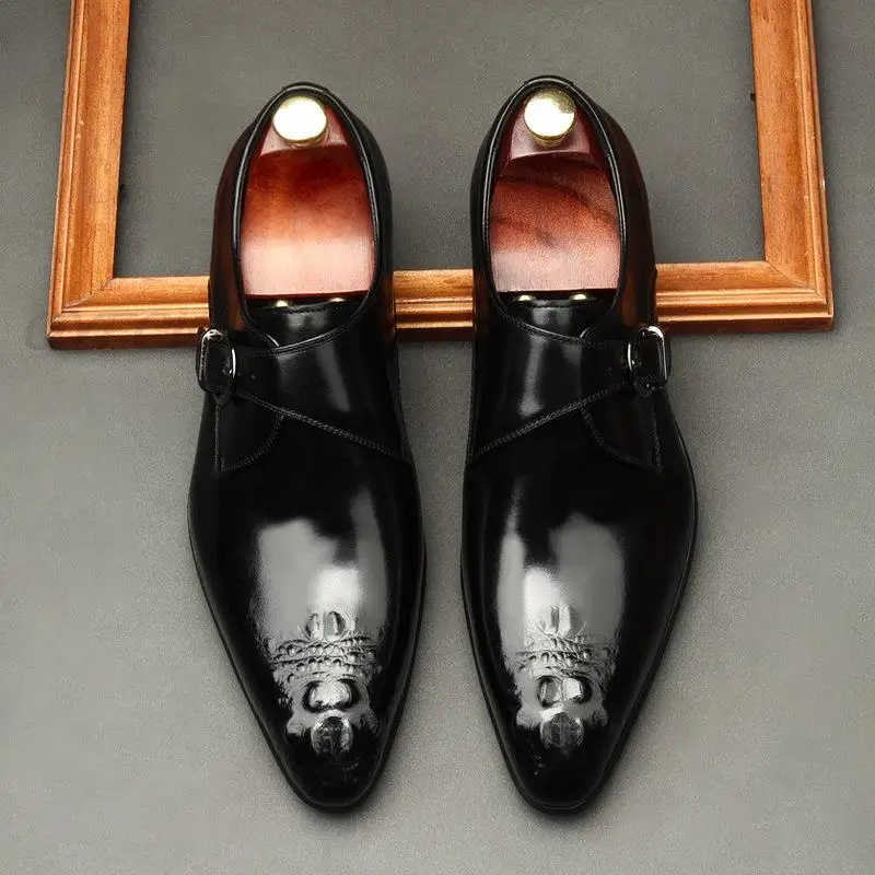 QYFCIOUFU мужские туфли из натуральной кожи с пряжкой деловые Костюмные для банкетов