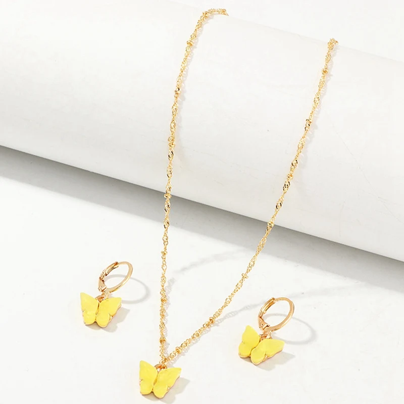 Новый 2021 натуральный камень смола бабочка комплект ювелирных изделий вставки