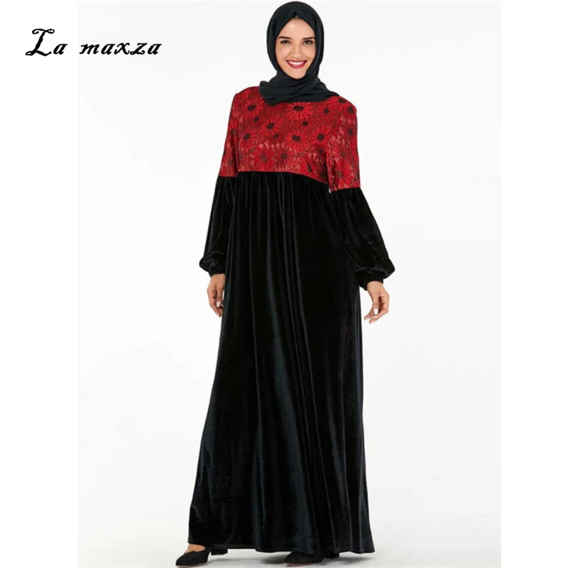 Хиджаб для мусульманских платьев длинное мусульманское платье бархатный