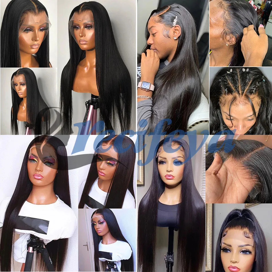 

Bone Straight Lace Closure Human Hair Wigs 8-30 Inch Brazilian Straight Hair Lace Front Wig 30 Inch HD 5x5 Lace Closure Wig