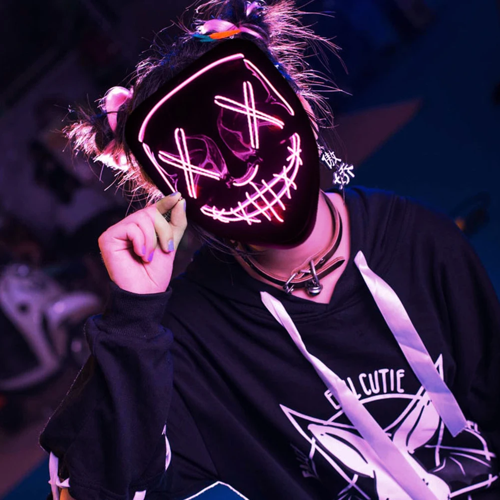 

HOT Glowing Halloween Mask LED Light Funny Horror Mask Colorful Party Club Masque Masquerade Mask Party Cosplay Costume Supplies
