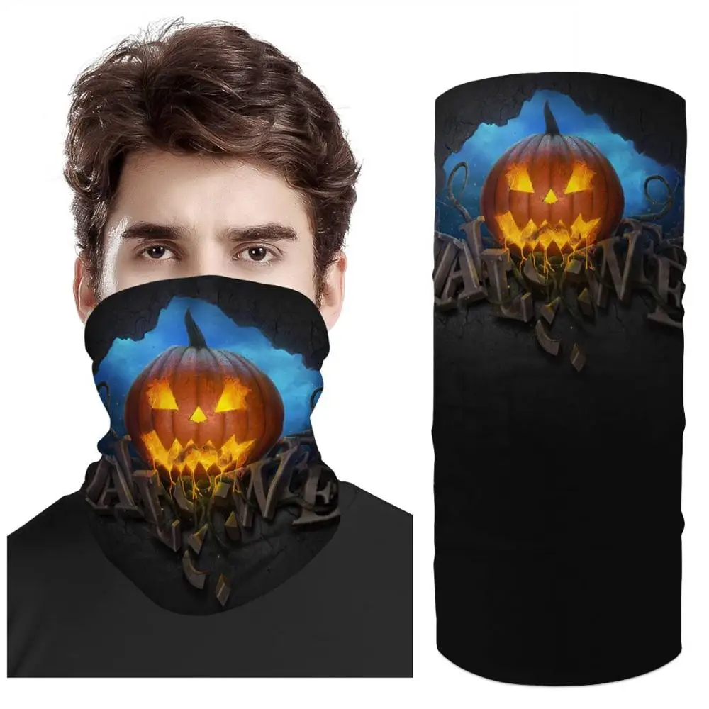 Halloween 3D print Multiway Outdoor Bandana for Skiing Windproof Cycling UV Fishing Protection Hiking mask Pumpkin lantern | Аксессуары