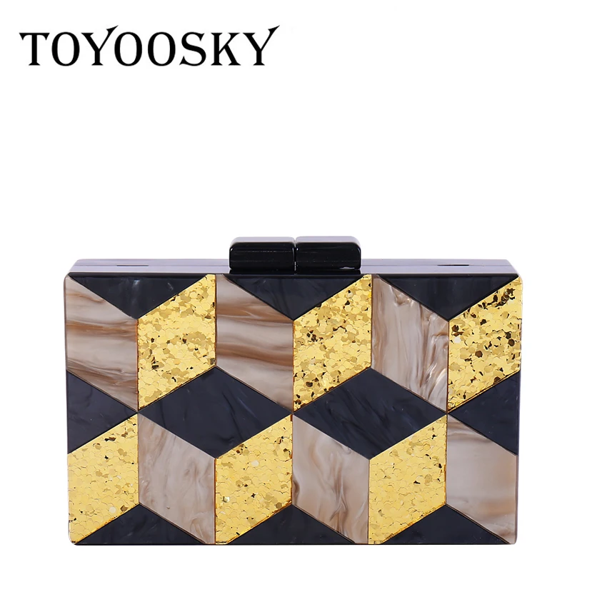 

Новинка 2020, женские черные акриловые вечерние сумки, винтажные женские сумки-мессенджеры, золотые клатчи с блестками, лоскутные вечерние су...