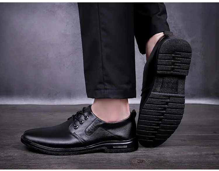 Newest Hot Leather Shoes Men Flats Fashion Men's Casual Shoes Brand Man Soft Comfortable Lace Up Black Leather Casual Shoes
