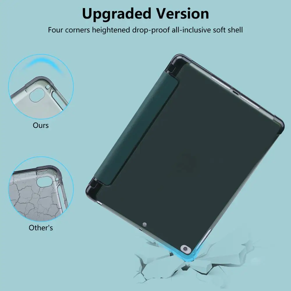 Для iPad 10,2 чехол с карандашом держатель для IPad 7-го поколения чехол TPU Мягкий силиконовый корпус полный защитный чехол Авто Режим сна/пробуждения