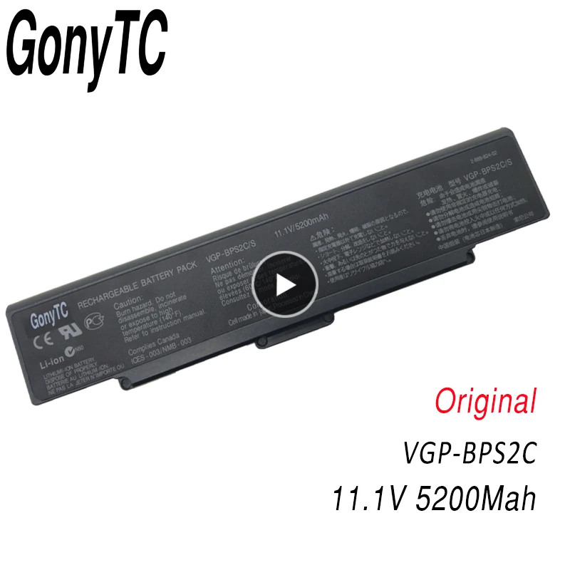 Gonytc VGP BPS2C оригинальный ноутбук Батарея для SONY VAIO VGN VGC LA BPS2 BPS2A BPS2B 11 1 V 5200 мА