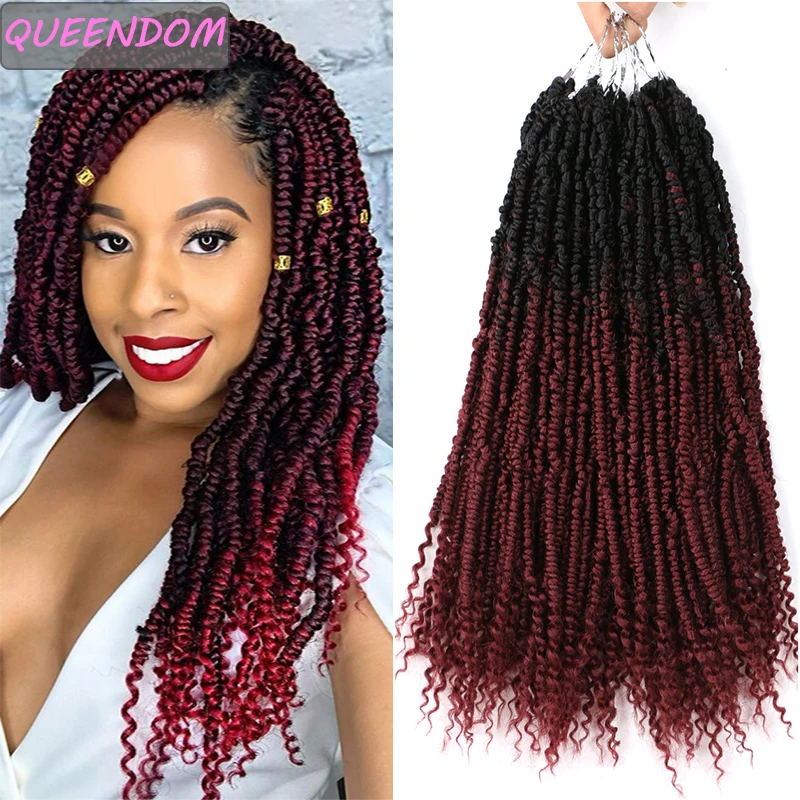 

Ombre Spring Passion Twist Crochet Hair Afro Bomb Twist Crochet Braids 14 " Pre-looped Synthetic Curly Braiding Hair Extensions