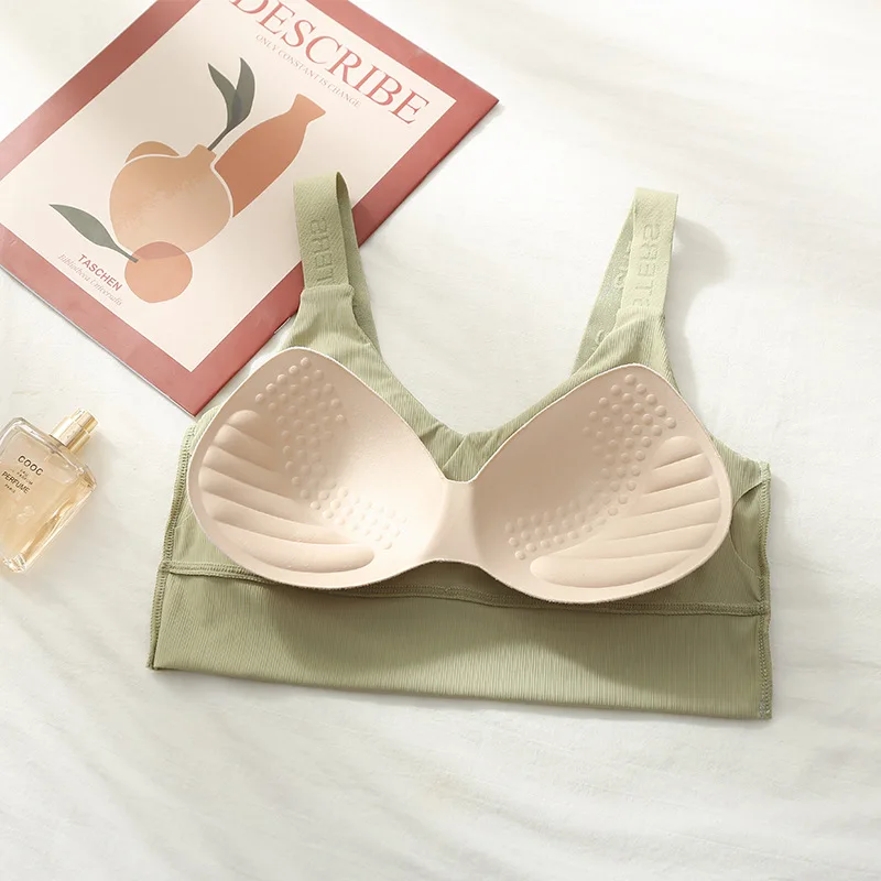 

SALSPOR One-Piece Bra Wireless Sling Women's Top Ice Silk Comfortable Bralette Padded Anti-Exhaust Vest Simplicity Lingerie