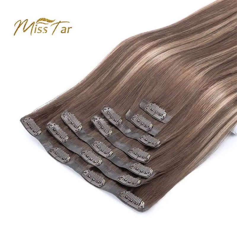 

Seamless PU Clip in Hair Extensions Remy Human Hair Thick Real Hair Extensions with PU Clips Seamless Straight Extensions 7pcs