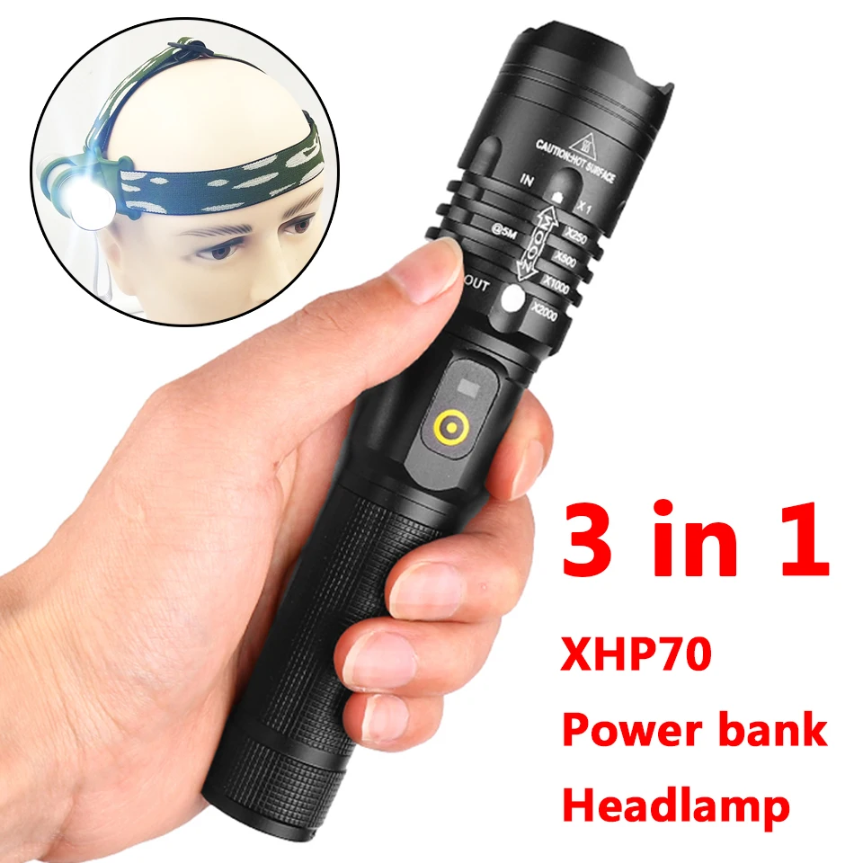 Светодиодный фонарик cree xhp50 зарядка через usb растягивающийся зум ударопрочный