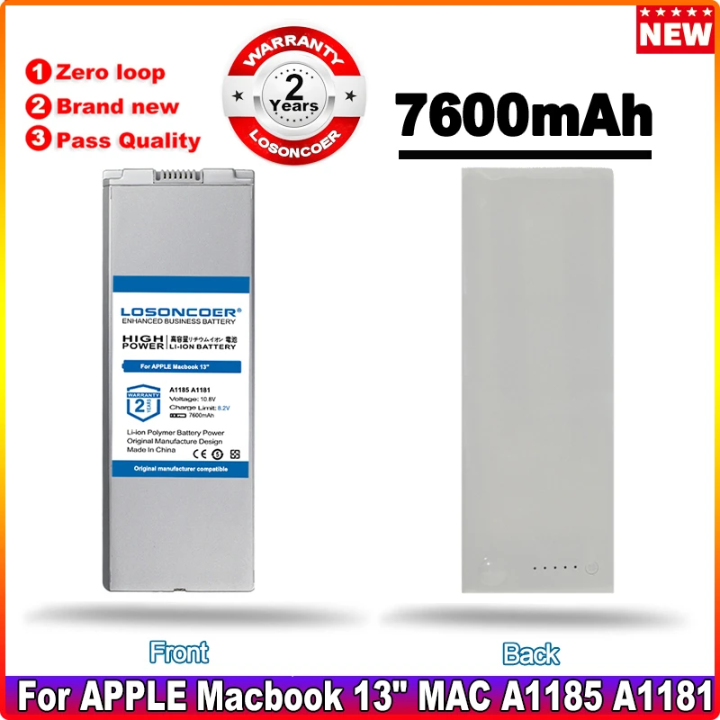 Аккумулятор для ноутбука APPLE Macbook 13 дюймов 7600 мАч A1185 A1181 MA566FE/A MB881LL/A MA472 MA701 MA566 MA561