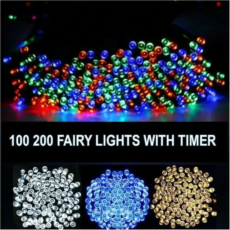

100 / 200 LED BATTERY OPERATED TIMER LIGHTS STRING FAIRY CHRISTMAS FESTIVAL XMAS