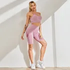 Спортивный комплект Женский, спортивный, спортивный, однотонный, с эффектом пуш-ап