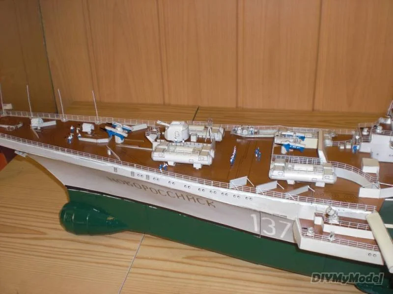 DIYMyModeI-portaaviones ruso novorossisk, bricolaje, artesanal, Kit de modelo de papel hecho a mano, rompecabezas de juguete, regalo, utillaje de pel&iacute;cula-3