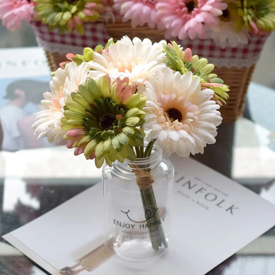 

6PCS Artificial Flowers Flowers Holding Flowers Gerbera Simulation Flowers Home Decoration Living Room Decor