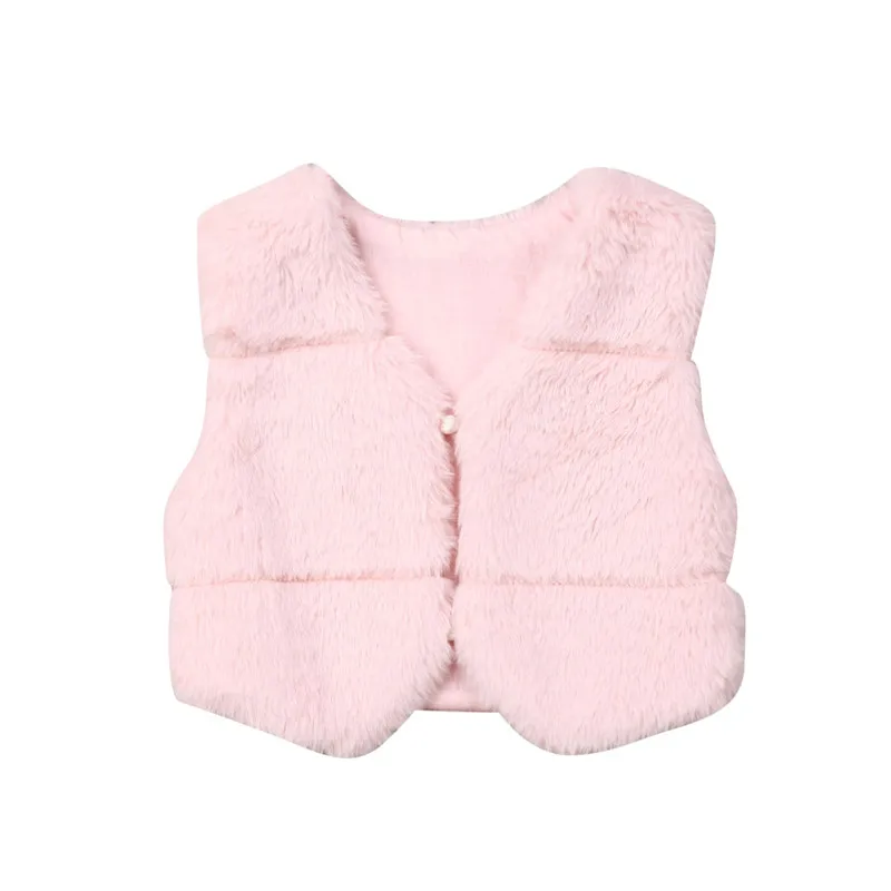 Зимний детский жилет из искусственного меха для девочек теплое розовое пальто