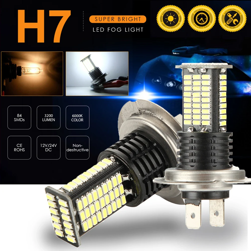 

2Pcs H7 110W LED Car Headlight Car Front Bulb Super Bright White Beam 6000K 12V 24V Car Modeling Fog Light Kit Lamp Accessories