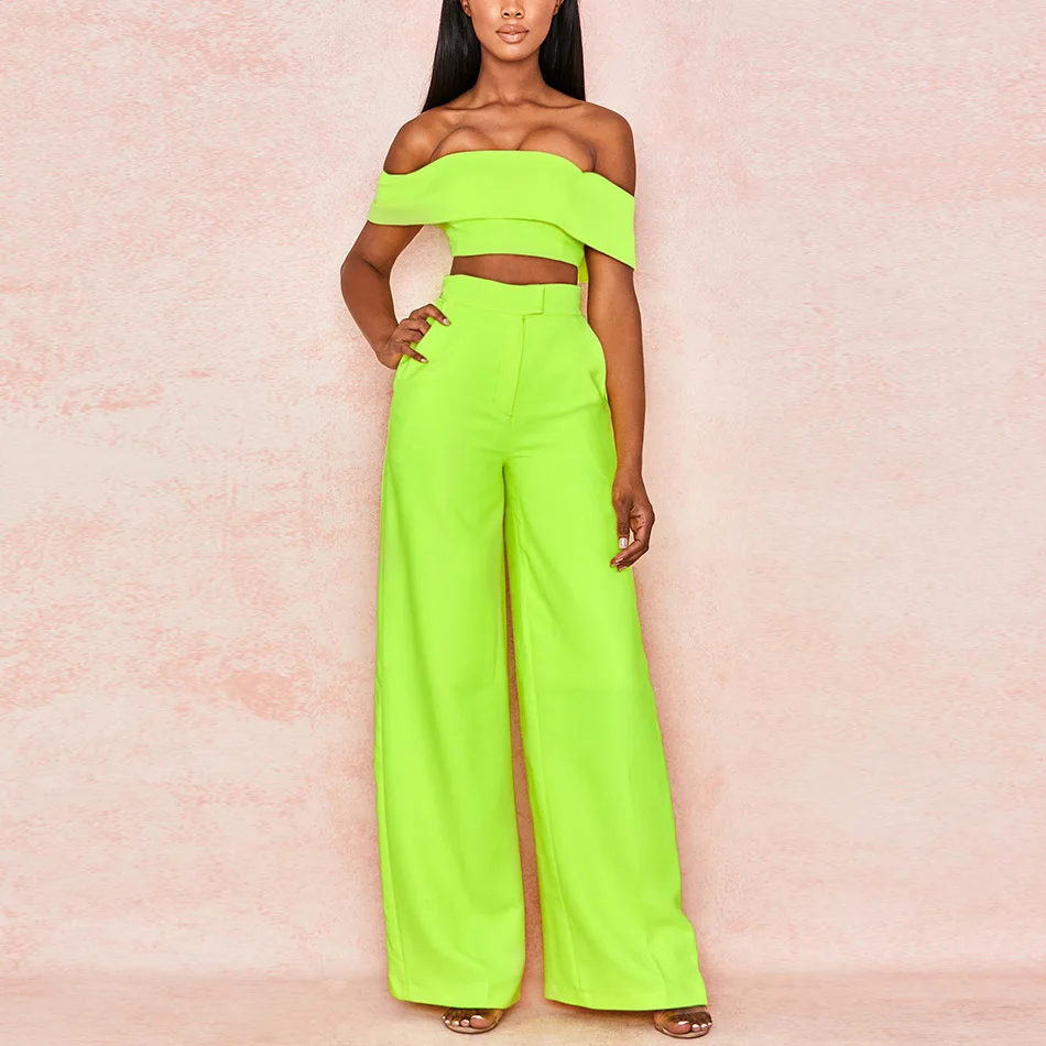 Новинка 2020 модный флуоресцентный зеленый комбинезон без бретелек Женский