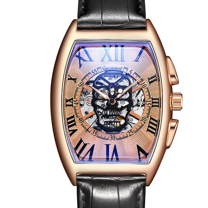 

Men's Mechanical Watch Fashion Tonneau-shaped Skull Automatic Watch European and American Designer Watch Relojes Para Hombre