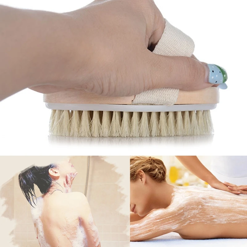 

Female Dry Skin Body Brush Massager Natural Bristles Wood Improve Skin's Healthy G5GB