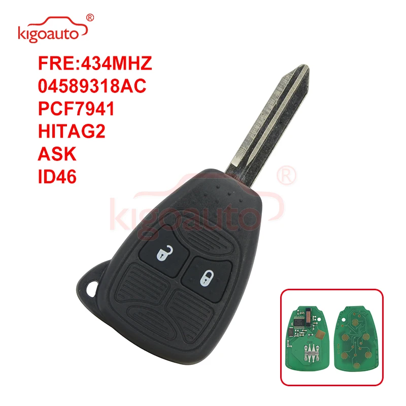 Ключ дистанционного управления Kigoauto с 2 кнопками 434 МГц 04589318AC брелок ключа для jeep