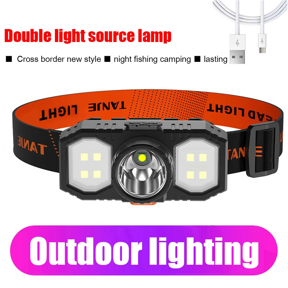 

Светодиодный налобный фонарь XPE COB, водонепроницаемый Головной фонарь с USB-зарядкой, фонарь для наружного освещения, ночной рыбалки, походов