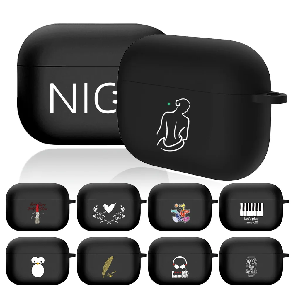 

For Apple AirPods Pro A2084 A2083 Anti-fall Bluetooth Wireless Headphone Cover Simple Cute Pattern Charging Box Earphone Case