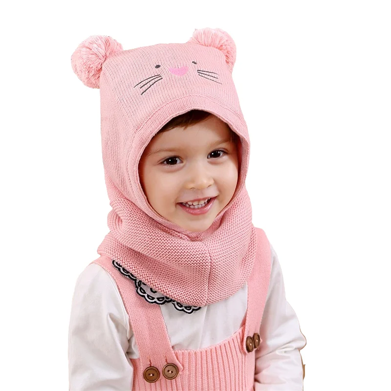 Зимняя вязаная шапочка для малыша маленьких девочек и мальчиков шапка с помпоном