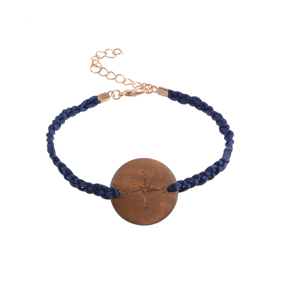 Лидер продаж простой женский браслет с волнистым компасом и бусинами ручной
