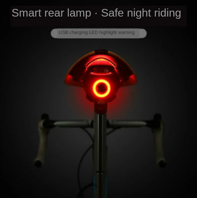 Bicycle Intelligent Brake Tail Lamp Induction Mountain USB Charging Road Vehicle Riding Taillight Waterproof Night Bike Lights | Спорт и