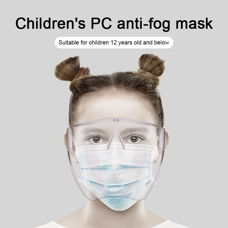 

children's face mask HD Real anti-fog PC lens fashion one-piece oversized lens glasses transparent mask for Kids Windshield