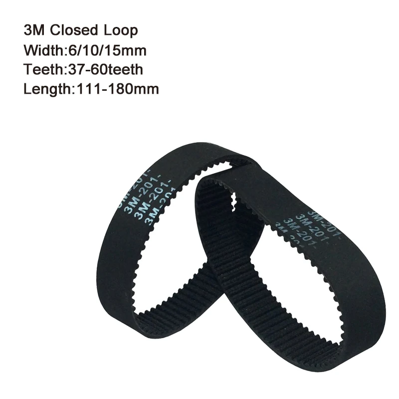 

HTD 3M Round Rubber Timing Belts Closed-Loop 111/120/135/150/159/162/165/171/174/177/180mm Length 6/10/15mm Width Drive Belts